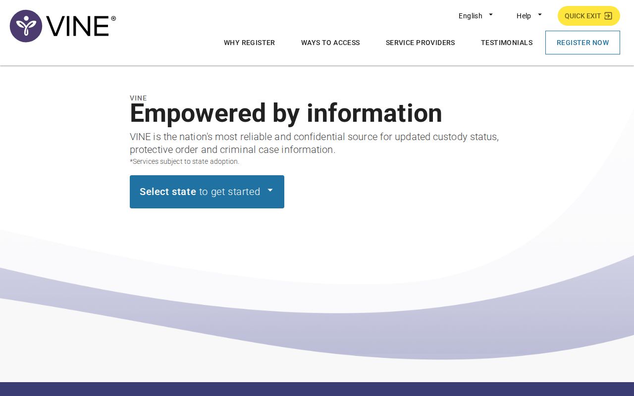 VINELink entry screen for Michigan and Jackson County custody search