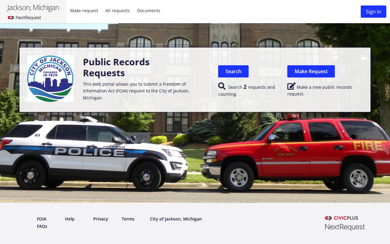 City of Jackson official NextRequest records portal