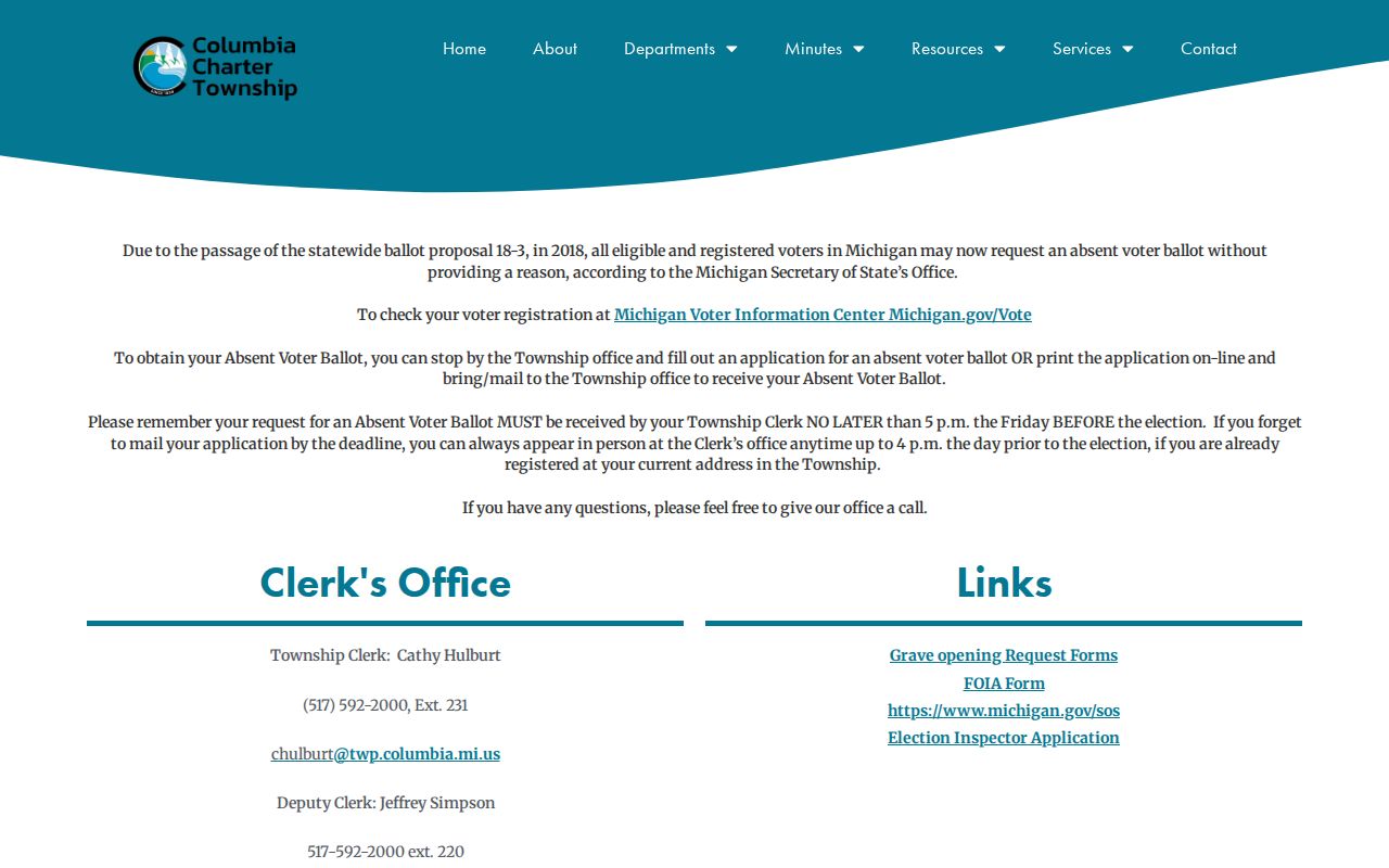 Columbia Charter Township official FOIA information