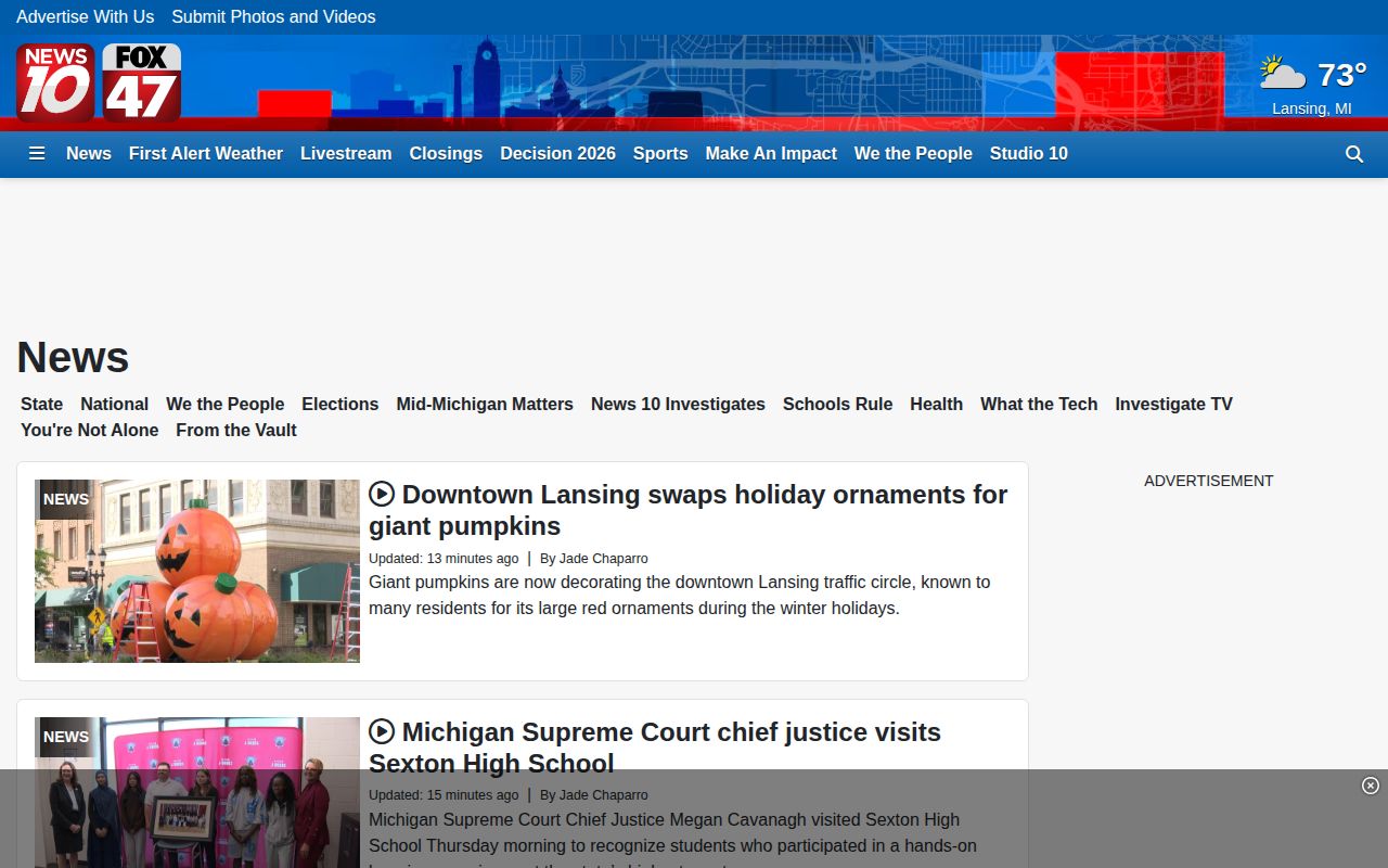 WILX regional news page used for selective Jackson County reporting